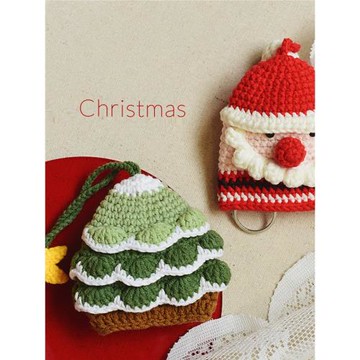 個性創意潮手工毛線鉤織成品圣誕老人鑰匙包抽拉式鑰匙套禮物禮品