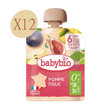 【法國Babybio】生機蘋果無花果纖果泥90gX12