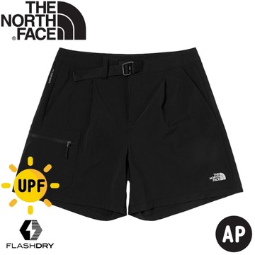 【The North Face 女 排汗透氣可調節腰帶短褲AP《黑》】5JX4/休閒短褲/排汗短褲
