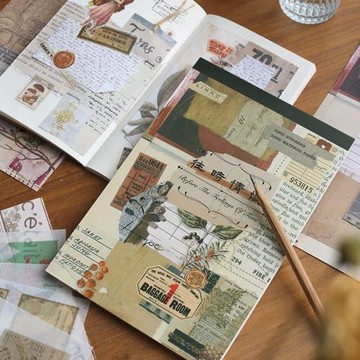 手帳素材包沉于時夢復古素材包貼紙膠帶筆記本拼貼裝飾懷舊系列
