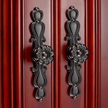 凡帝羅衣柜門拉手黑色仿古實木櫥柜子門把手抽屜單孔拉手家具五金