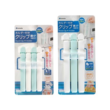 inomata 【日本】日本製封口夾組11cm+15cm(附吸盤式收納座)