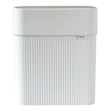 按壓式帶蓋夾縫垃圾桶  12L  白色