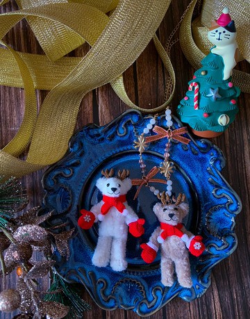 (聖誕飾品) 聖誕禮物 熊仔2way項鍊胸針 鹿角帽子款