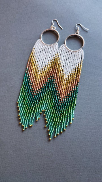 長漸變色祖母綠珠耳 閃亮女士吊墜耳環 尺寸 3*16 厘米