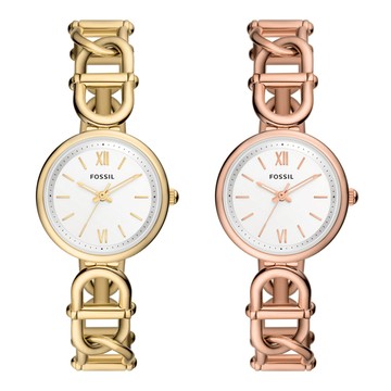 FOSSIL 風采 知性時尚腕錶 30mm 金/玫瑰金（ES5272／ES5273）