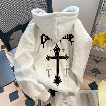高街美式十字架 帽t 衛衣 大學t 女 韓國大學t oversize 帽t 學生黨衣服 帽t 大學t 百搭重磅帽t