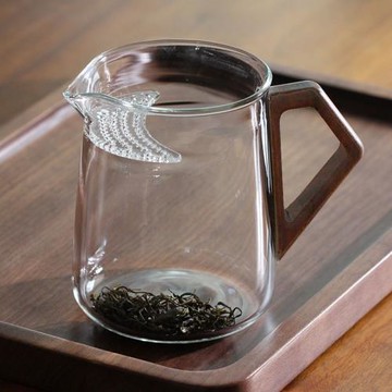 黑胡桃木把月牙公道杯 傾月茶漏一體泡茶杯帶過濾茶漏泡茶器