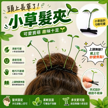 廢物專賣店 小草髮夾 豆芽髮夾 豆苗髮夾 頭上長草了 小草髮飾 植物髮夾 搞怪髮夾 拍照道具 派對頭飾 上課無聊