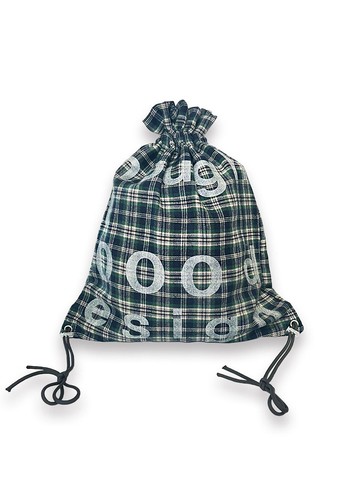 Design Check Polyester Cotton Gym Sack [Navy]