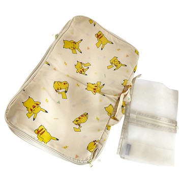 PoKeMoN 寶可夢 衣物收納袋  主袋 37.5 x 25.5 x 11.5cm + 網袋 35.5 x 28.5cm  黃色