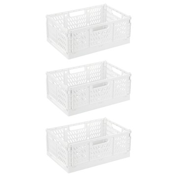 網格折疊收納籃 小號  22.2 x 14.7 x 9.3cm  白色  3個