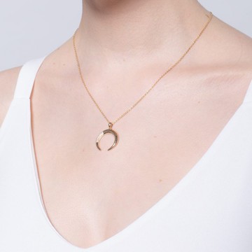 寶石馬蹄項鍊 925銀厚鍍18K金 Tenir Diamond Necklace