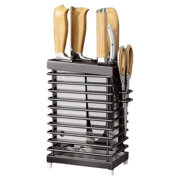 小麥購物 304不鏽鋼刀具架廚房收納架置物架 L2287  黑色  15 x 10 x 22.7cm  1個