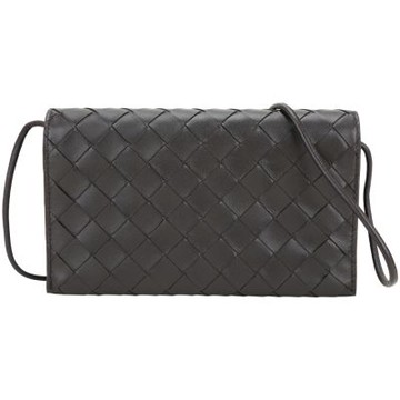 BOTTEGA VENETA 寶緹嘉 BV Intrecciato 小羊皮編織翻蓋錢包/斜背包(咖啡)