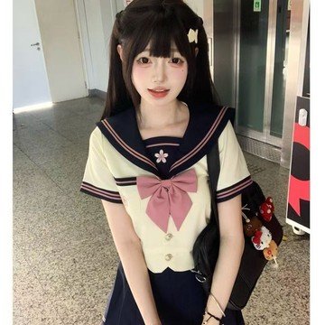 JK制服水手服正品日系學院風夏秋基礎款學生海軍服 套裝jk製服紺三本襯衫上衣 百褶裙