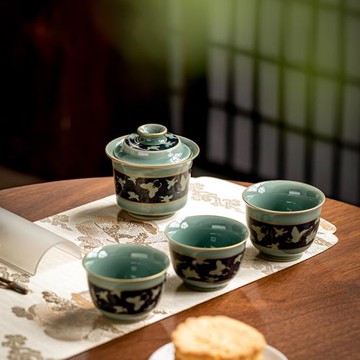 青瓷便攜式旅行功夫茶具小套裝中式復古快客杯一壺三杯隨身戶外包