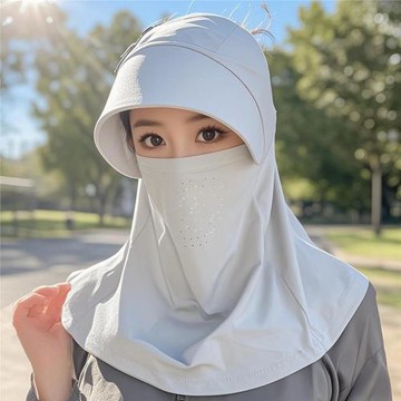 防曬帽女士夏季遮全臉面罩戶外騎行遮陽帽防紫外線太陽帽冰絲頭套