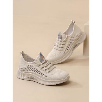 媽媽運動鞋子春秋軟底舒適中老年老人鞋女系帶網面透氣健步休閑鞋