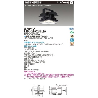 東芝 LEDJ-21902N-LS9 防塵・防雨向け高天井器具