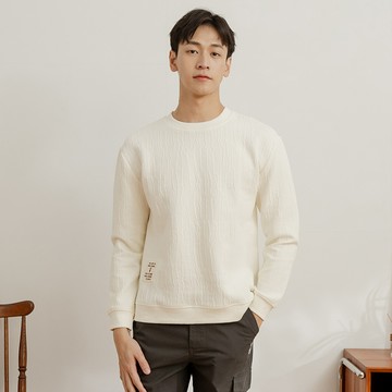 PLAYBOY - 中性米白立體幾何肌理上衣 - 米白色/652-020-01-1