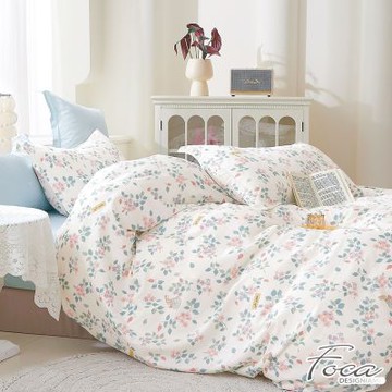 FOCA春日花卉-雙人-韓風設計100%精梳純棉四件式兩用被床包組