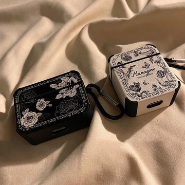 ✨臺灣出貨✨ins水墨浮雕花朵藝術蘋果airpods4藍牙耳機保護套1/2代防摔殼pro3