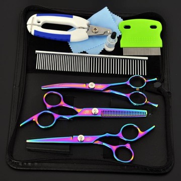 寵物剪刀套裝美容工具修毛剪彎剪翹剪狗狗泰迪狗剪毛工具彩色剪子 雙11全館免運