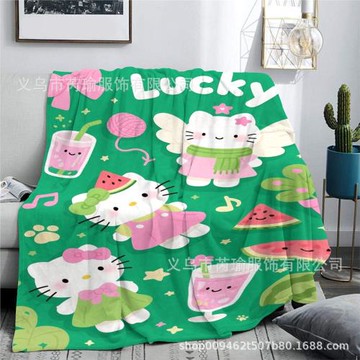 Hello Kitty法蘭絨毛毯空調毯小毯子一件起批雙面絨毛毯小蓋毯