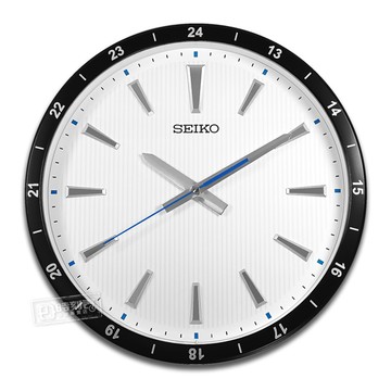 SEIKO 精工 / 35cm 立體刻度 滑動式秒針 靜音掛鐘 - 白x黑框 ＃QXA802J/SK048