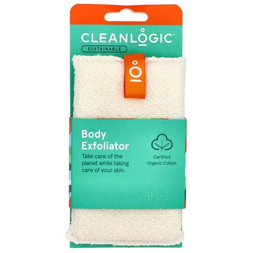 Cleanlogic, 可持續，搓澡布，白色，1 件