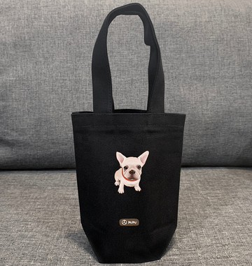 黑色系列-法鬥-坐姿--台灣製棉麻-文創柴犬-提袋-環保-蒼蠅星球