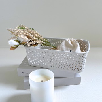 GINII基尼|北歐編織系列收納籃 M 4L 半長方 三種顏色/萬用藍 置物籃 衣物收納 收納盒 手把收納籃