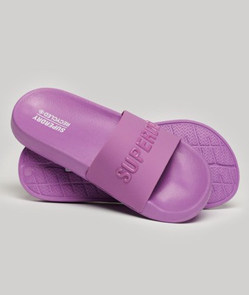 Superdry Women's Women's Vegan Code Logo Pool Sliders Purple / Fluro Purple - Size: M