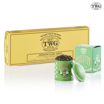【TWG Tea】純棉茶包迷你茶罐雙享禮物組 (法式伯爵茶 15包/盒+迷你茶罐20克/罐)