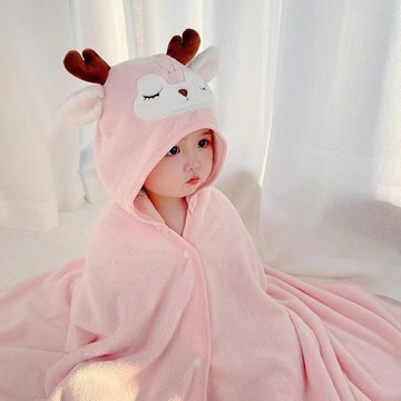 台灣-出貨💖嬰兒孩子兒童夏季洗澡薄款浴巾四季通用斗篷珊瑚絨帶帽中大童浴袍