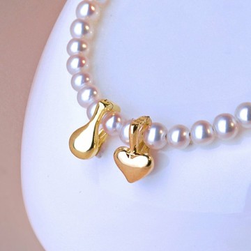 天然日本 Akoya 迷你海水珍珠 吊墜 珍珠項鍊 18K黃金 萬能扣設計 愛心 水滴 優雅百搭款式