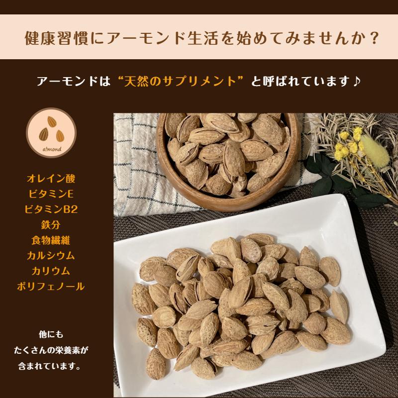 殻付きアーモンド 500g メール便 送料無料 ナッツ 殻つき 殻 焙煎 塩味 おつまみ ロースト アーモンド※注文〜4日前後(土日祝除く)での発送を予定