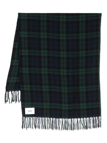 WTAPS - plaid-check fringed scarf - men - Fabric - One Size - Blue