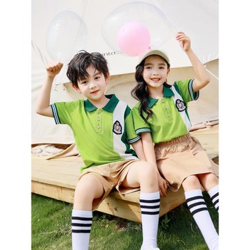 小學生運動校服綠色新款夏裝兒童班服春秋套裝幼兒園園服三四件套