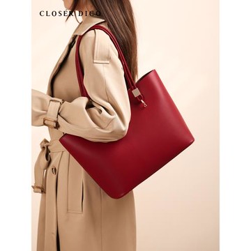 包包女大容量托特包秋冬新款紅色包包女結婚高級感大氣新婚禮物