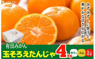 みかん Ｓサイズ 秀品 箱込 5kg (内容量約 4.4kg) 玉そろえたんじゃ 和歌山県産 有田みかん 贈答用 