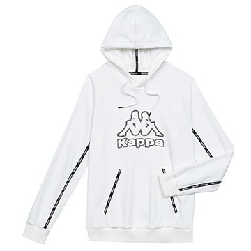 KAPPA 義大利時尚 精典棉感男款針織運動連帽T 白 351473W001