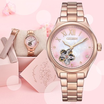 CITIZEN 星辰 LADYS Hebe廣告款 限量櫻花白蝶貝 機械錶 女錶 PC1017-70Y 送禮 禮物 推薦