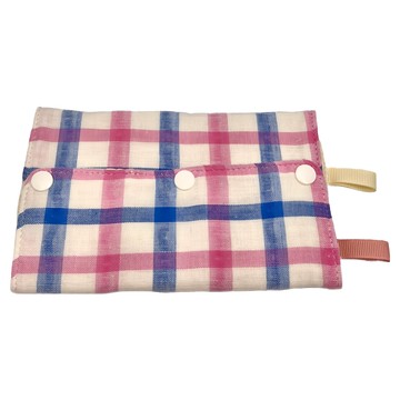 和風手作磨牙墊/口水巾 粉藍格子  1個