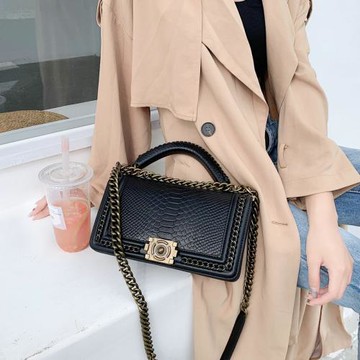 包包女2025春夏新款蛇紋菱格鏈條辣媽包單肩斜挎小香風手提包百搭