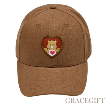 【Grace Gift】Care Bears-溫柔小熊愛心電繡棒球帽 淺咖
