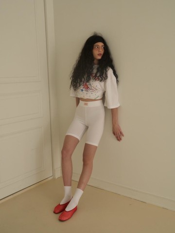 Ongoing Half Pants Leggings [White]