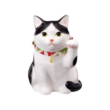 日常生活用品 藥師窯 瀨戶燒招財貓-黑白貓 1st (JN0540)