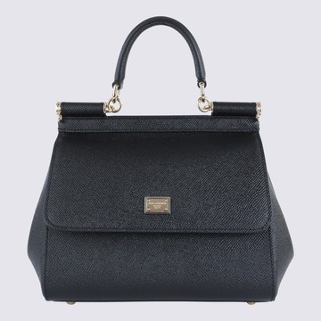 Dolce & Gabbana Black Leather Sicily Top Handle Bag